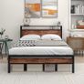 Double Bed Frame with Storage Wooden Headboard Image 8