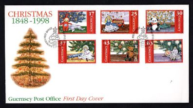 1998 Guernsey Christmas 150th Anniversary of the Christmas Tree Commemorative Stamps First Day Cover (FDC)
