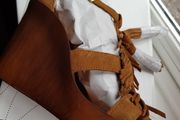 Bronx Tan Suede Wedge Sandals New