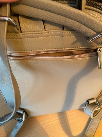 Grey leather effect backpack