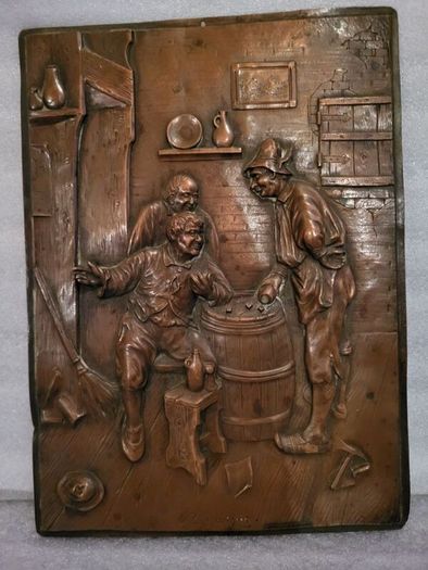 Fine example of an Antique Pressed copper relief picture/ wall art