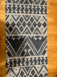 Click to see full view Product Image Product Image Product Image Product Image Product Image Product Image Product Image Durable 100% Recycled Cotton Rug Blue Cream Aztec Woven Flatweave Mat Tribal Kitchen Utility Living Room Hallway Rugs