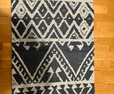 Click to see full view Product Image Product Image Product Image Product Image Product Image Product Image Product Image Durable 100% Recycled Cotton Rug Blue Cream Aztec Woven Flatweave Mat Tribal Kitchen Utility Living Room Hallway Rugs