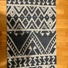 Click to see full view Product Image Product Image Product Image Product Image Product Image Product Image Product Image Durable 100% Recycled Cotton Rug Blue Cream Aztec Woven Flatweave Mat Tribal Kitchen Utility Living Room Hallway Rugs