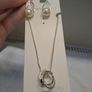 Silver Tone Necklace Pearl Drop Earrings Set New Image 5