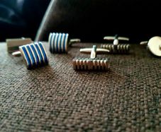 4 Pairs Men's Cufflinks - Silver & Blue Modern Designs