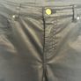 Faux Leather JET BLACK Ladies Slender Ankle Grazer Trousers.  H&M Size 12. Slight Stretch. Dressy With A Satin/sheen Finish. Immaculate Off The Rail Condition. Image 8