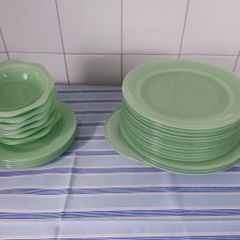 Early Pyrex set , vintage green glass, Jadite , Jade