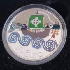 2011 St Brendan 10 Euro Coloured Silver coin in Box