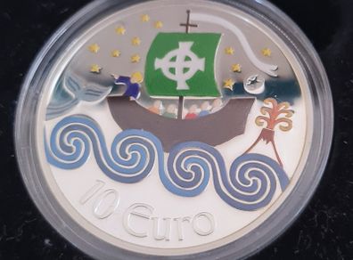 2011 St Brendan 10 Euro Coloured Silver coin in Box