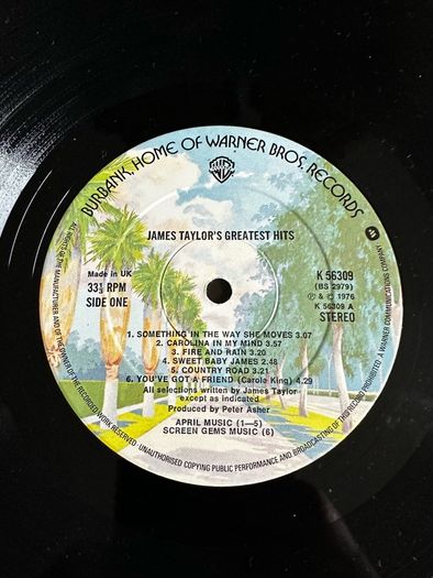 James Taylor Greatest Hits.  Original 1976 release in vg+ condition