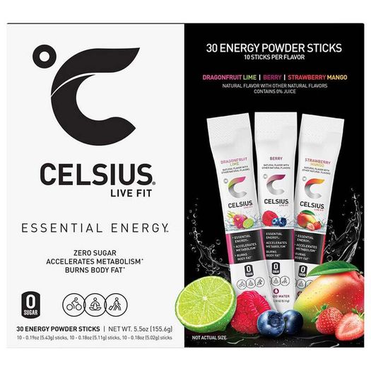 Celsius Live Fit Essential Energy Powder Sticks 30-Pack  American Import