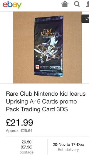 Rare Kid Icarus Uprising Card