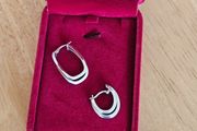 9ct White Gold Double Hoop Earrings /Mint Cond