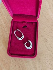 9ct White Gold Double Hoop Earrings /Mint Cond