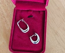 9ct White Gold Double Hoop Earrings /Mint Cond