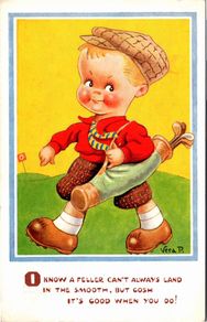 Vera Paterson Golf Postcard J Salmon 5035 Boy Golfing Clubs 1950 DB