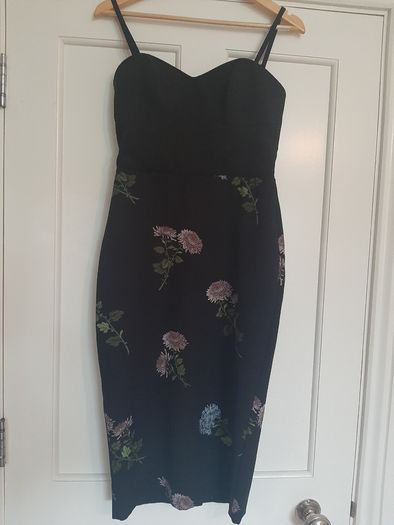 Black Floral Dress - Oasis - Size 10