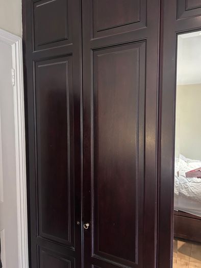 Large Fitted Wardrobe  Dark Wood with Mirrored Doors ono
