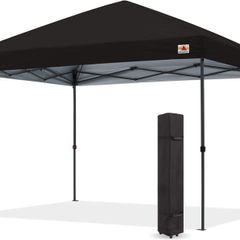 3x3M Pop Up Gazebo Commercial Gazebo With Upgraded Roller Bag, 4 Weight Bags, Stakes and Ropes (Gray Frame,Black)