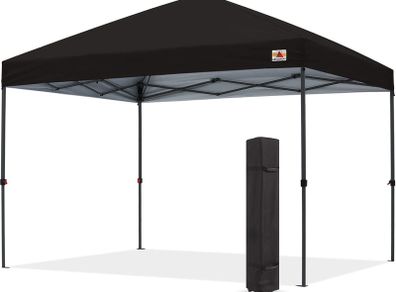 3x3M Pop Up Gazebo Commercial Gazebo With Upgraded Roller Bag, 4 Weight Bags, Stakes and Ropes (Gray Frame,Black)