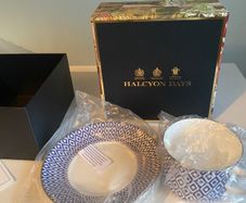 Halcyon  days Argon blue collectors tea cup and saucer set