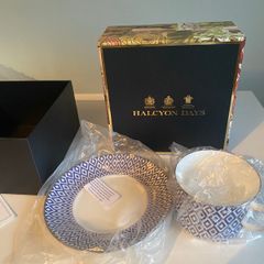 Halcyon  days Argon blue collectors tea cup and saucer set