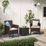 Garden Furniture Set 3 Pieces 2 x Garden Chair  1 x Garden table poly rattan, tempered glass, Image 2