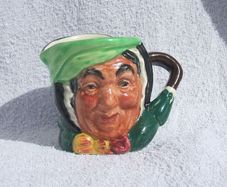 ROYAL DOULTON (D6045) - a vintage miniature character jug of Sairey Gamp (c.1940's). An early issue, scarcer thus.