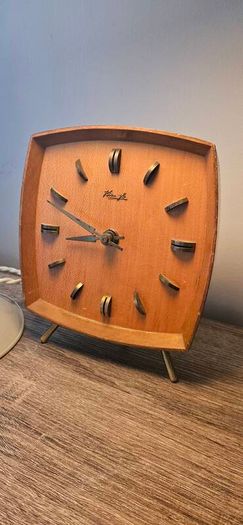 Kienzle wooden tripod clock vintage mid century
