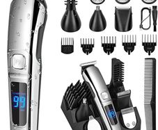 Beard Trimmer Men, Waterproof Electric Razor for Nose, Body, Face and Mustache, Cordless Hair Clippers Shavers for Men Grooming Kit, Gifts for Husband Father