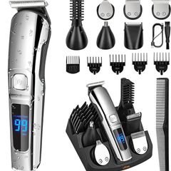 Beard Trimmer Men, Waterproof Electric Razor for Nose, Body, Face and Mustache, Cordless Hair Clippers Shavers for Men Grooming Kit, Gifts for Husband Father