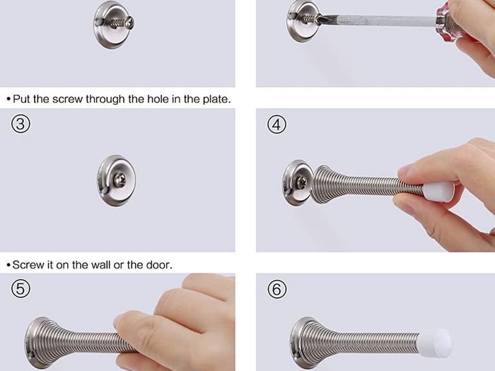 5 Pack 85 mm Spring Door Stop Metal Door Stoppers with Screws and Base Plate (FREE POSTAGE)
