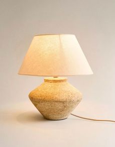 Zara Home Table Lamp - Ceramic Base with Linen Shade