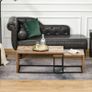 Coffee Tables Nesting Table Set of 2 Side Table w/ Metal Frame for Living Room Bedroom Black & Brown Image 8