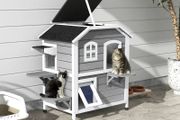 2 Story Cat House Weatherproof Wooden Cat Enclosure