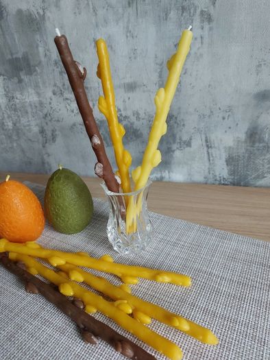 Willow branch candles. Set of 3 candles