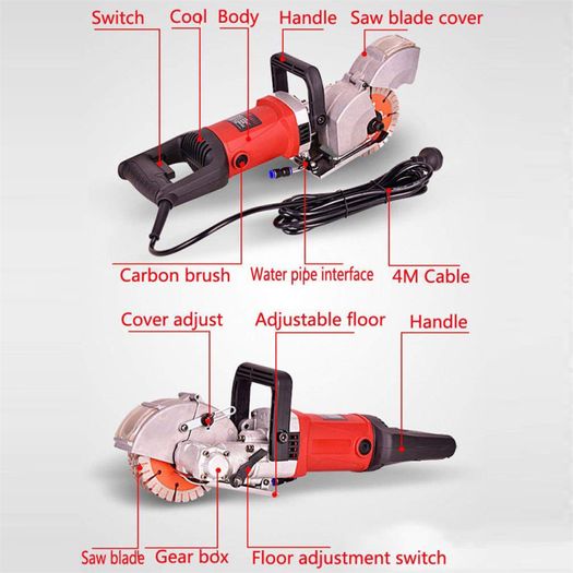 BRAND NEW EU Stock Wall Groove Cutting Machine 4000W 6500RPM Electric Wall Chaser 5x133mm Saw Blades Slot Brick Concrete Granite Marble