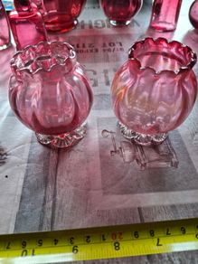 2 Old Cranberry Glass Vases for sale, Postage Available