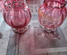 2 Old Cranberry Glass Vases for sale, Postage Available