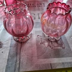 2 Old Cranberry Glass Vases for sale, Postage Available