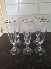 Set of six vintage champagne glasses