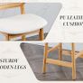 Set of 2 Bar Stools PU Leather Bar Stools for Kitchen with Rattan Backrest Counter Stool for Breakfast with Solid Wood Legs (White-2) Image 6