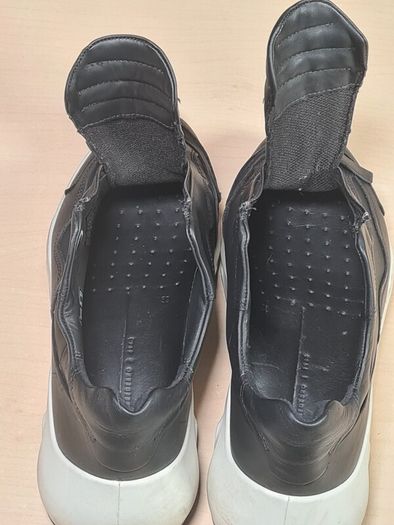 womens ECCO Chunky W zip trainers black leather runners Size UK 6 EU 39