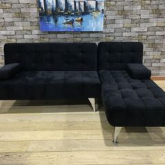 Black Velvet Nordic Comfort Chaise Sofa,198cm