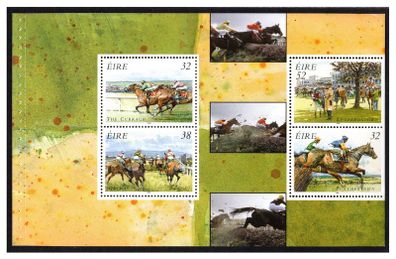 1996 Ireland Irish Horse Racing Commemorative Stamp Booklet Pane Mint Never Hinged (MNH).  Hibernian HP85
