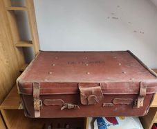 Brown Leather Travel Trunk Suitcase