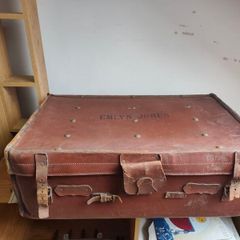 Brown Leather Travel Trunk Suitcase