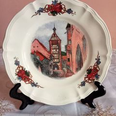 Rare Antique French Porcelain Sarreguemines Collectible side plate