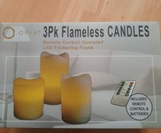 Flameless Led Pillar Candles/Set of Three Romote Controlled/Sizes: 8cm x 10cm, 8cm x 12.5cm & 8cm x 14.5cm ..Final Price Drop